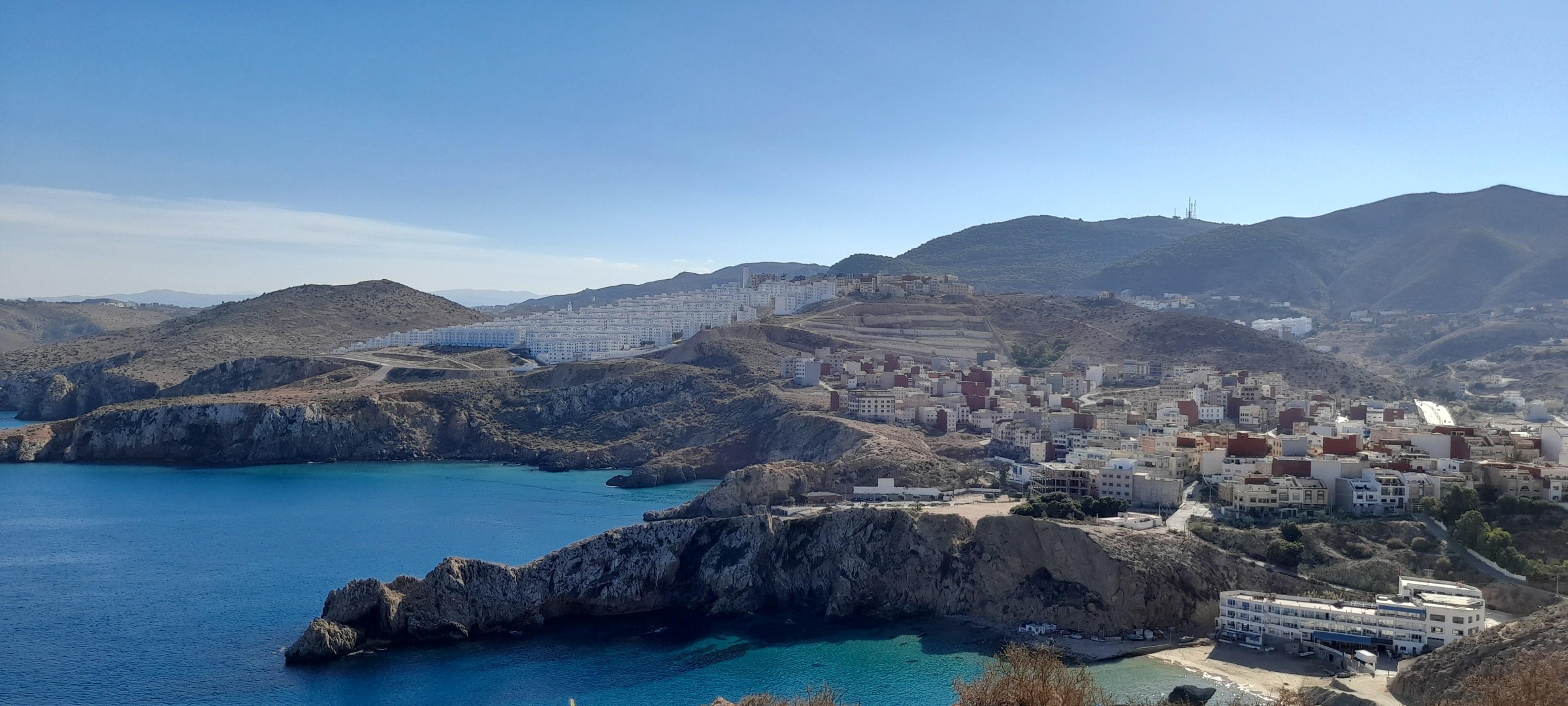 View over Al Hoceima bay, the town and its cliffs