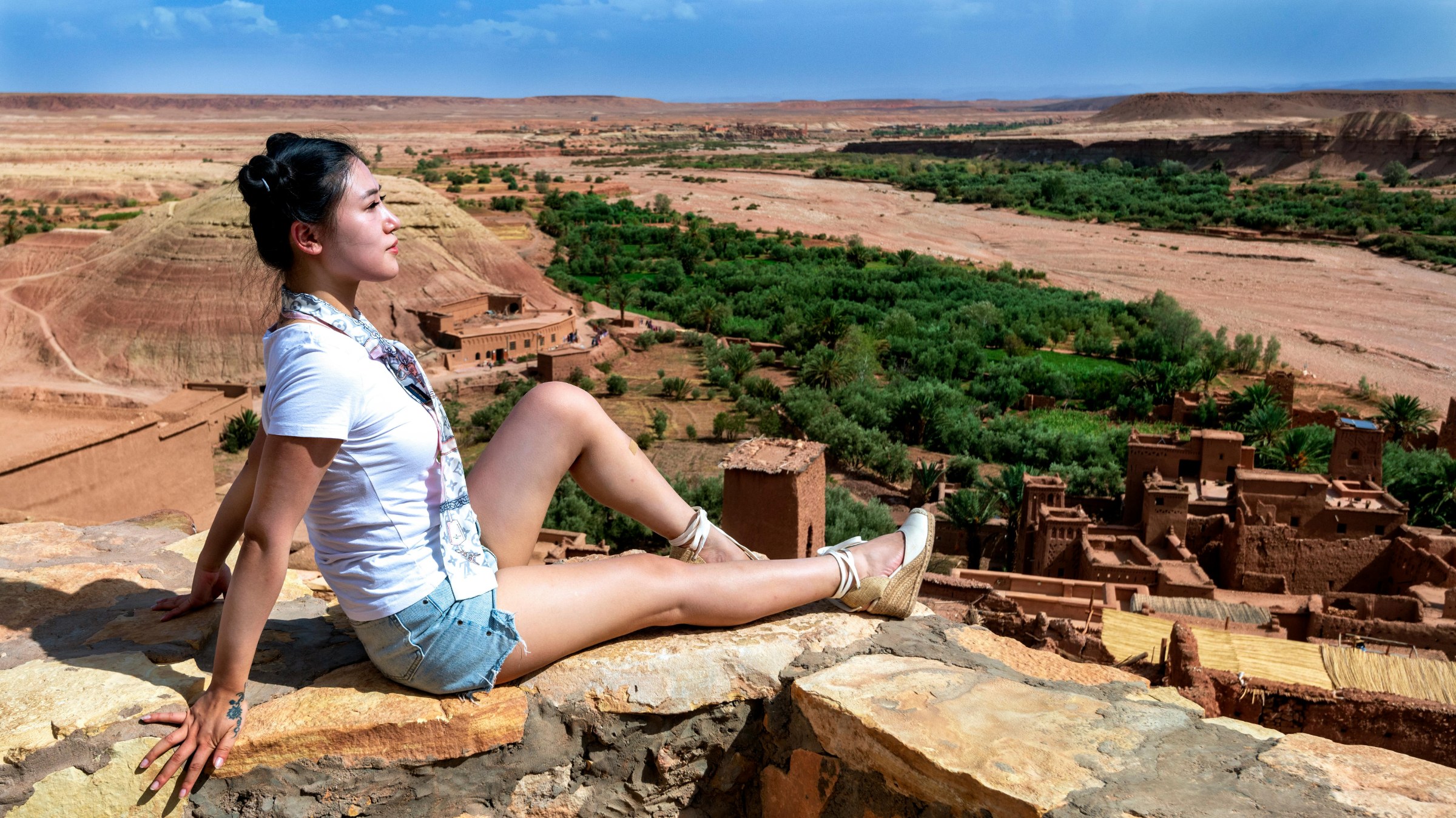 Aït Ben Haddou UNESCO ksar and private road journey from Marrakech to Skoura through the High Atlas Mountains.