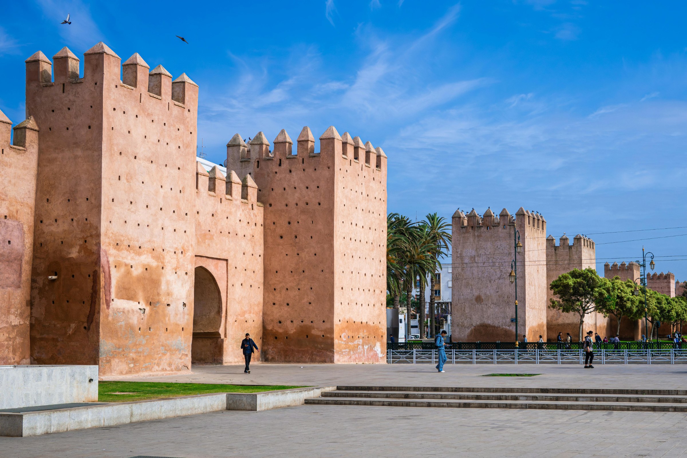 Rabat imperial city monuments, including Hassan Tower, Mausoleum of Mohammed V and Oudayas Kasbah during a private Morocco cultural tour.