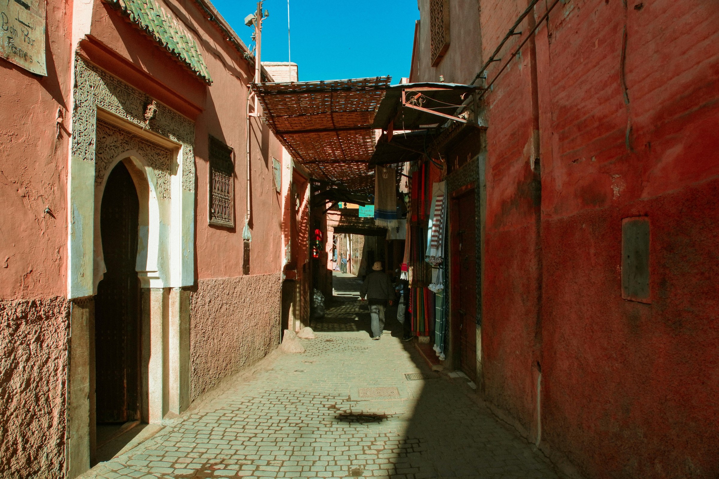 Traditional riad in Marrakech, starting point of a 10-day southern Morocco kasbah route through the High Atlas and Sahara.